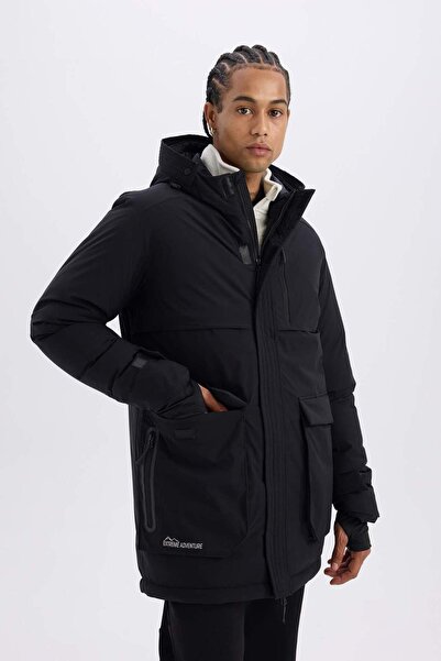 DeFacto Defactofit Su Geçirmez Regular Fit Kapüşonlu Rüzgar Geçirmez Parka Mpnt C6065AX24WN