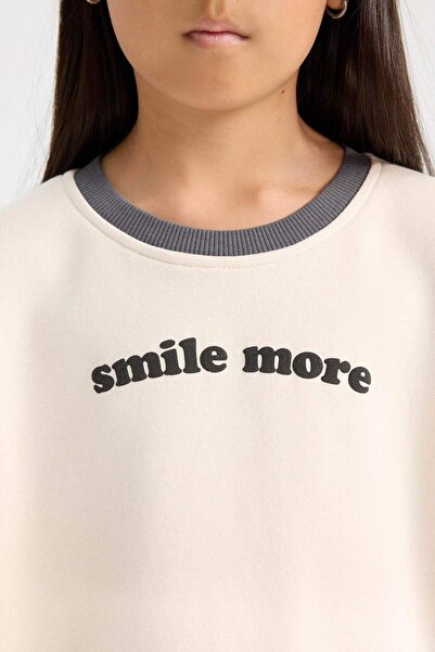 DeFacto Κοριτσίστικο σετ 2 τεμαχίων με εμπριμέ φούτερ και ελαστικό στη μέση φούτερ D0727A824AU