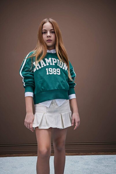 DeFacto Kız Çocuk Relax Fit Bisiklet Yaka Baskılı Sweatshirt D7442A825SP