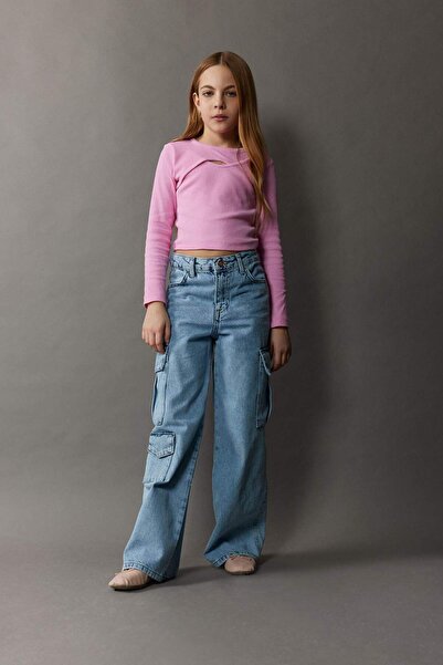 DeFacto Κοριτσίστικο μπλουζάκι με λαιμόκοψη με μακρυμάνικο μπλουζάκι E0463A825SP