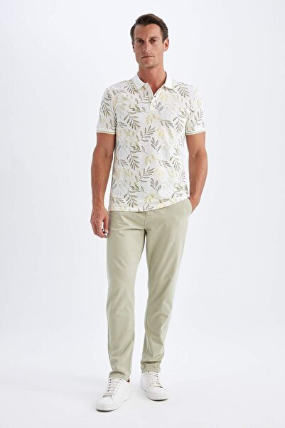 DeFacto 100% Cotton Slim Fit Slim Fit Polo Neck Patterned Pique Short Sleeve T-Shirt A6275Ax24Hs