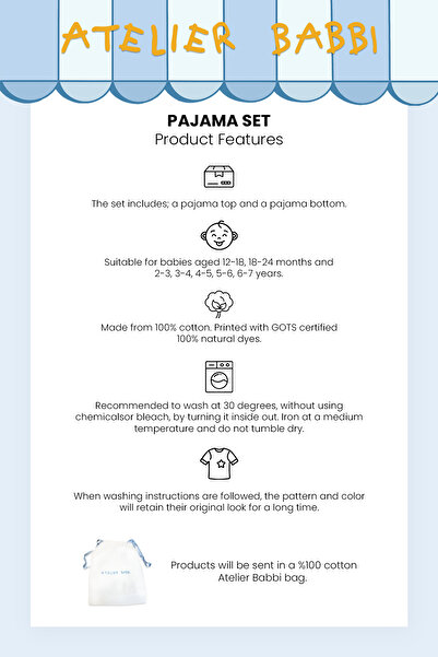 Atelier Babbi %100 Pamuk PİJAMA TAKIMI - MİNİK ÇİÇEKLER / KIRMIZI