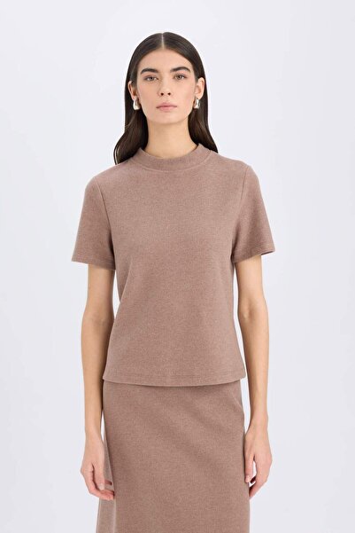 DeFacto Saloniki szövet 2 részes szett, rövid ujjú felső, rugalmas derekú midi szoknya E2425AX24WN