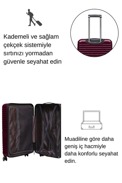 louisiana polo 3'lü Valiz Seti Polikarbon Valiz 4x2 Teker Bordo 1811