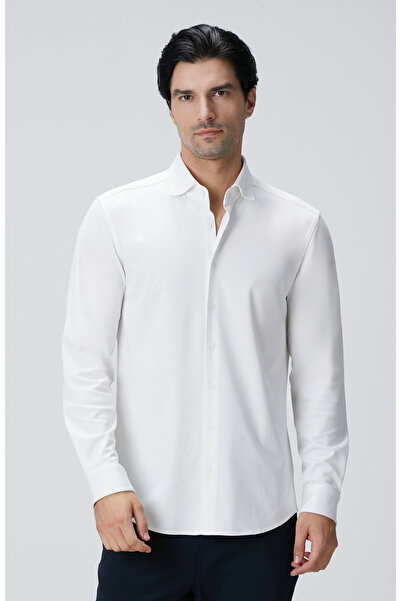 Network Beyaz N-Tech Fermuarlı Örme Gömlek