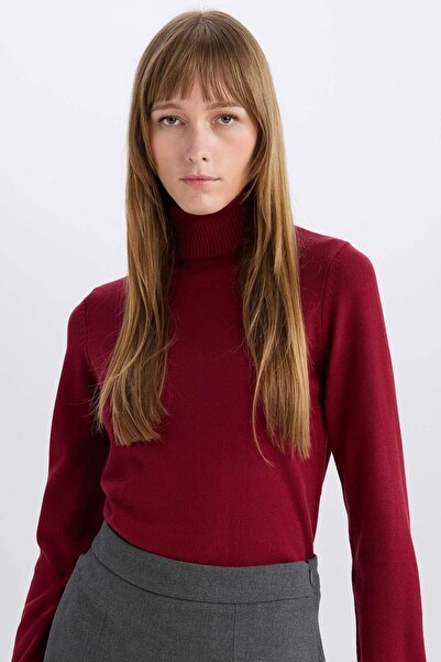DeFacto Regular Fit Soft Textured Turtleneck Basic Plain Knitwear Sweater H1651Az24Wn