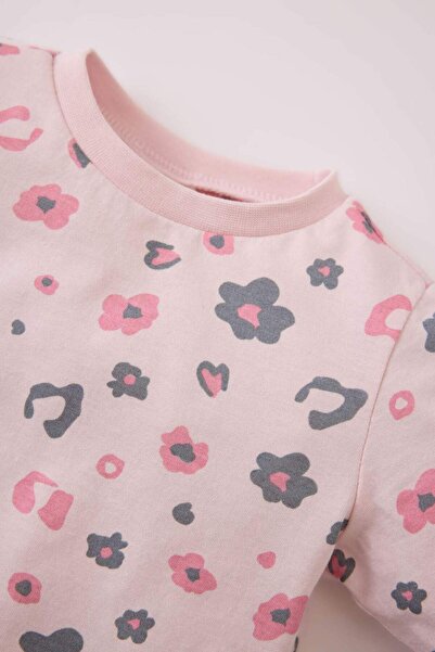 DeFacto Kız Bebek Pijama Takımı Desenli Uzun Kollu Penye Üst Beli Lastikli Alt E0761A525SP