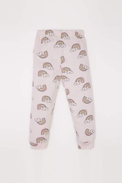 DeFacto Kız Bebek Pijama Takımı Gökkuşağı Baskılı Uzun Kollu Üst Beli Lastikli Uzun Alt D9075A525SP