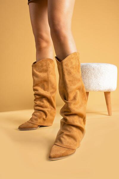 ShoeTek Γυναικείες μπότες Leire Cowboy Bellows Dark Tan Suede