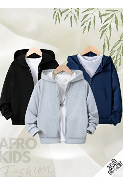 GLOWES Dječji unisex kardigan sa patentnim zatvaračem, 3 komada, jednobojni, ...