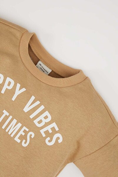 DeFacto Erkek Bebek 2li Takım Baskılı Sweatshirt Beli Lastikli Eşofman Altı D7907A525SP