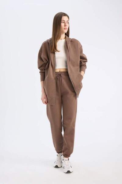 DeFacto Standard Fit Χοντρό Jogger Φούτερ Παντελόνι Μέσης Ελαστικό Βασικό Απλό Μακρύ Μέγεθος S7370AZ25SP