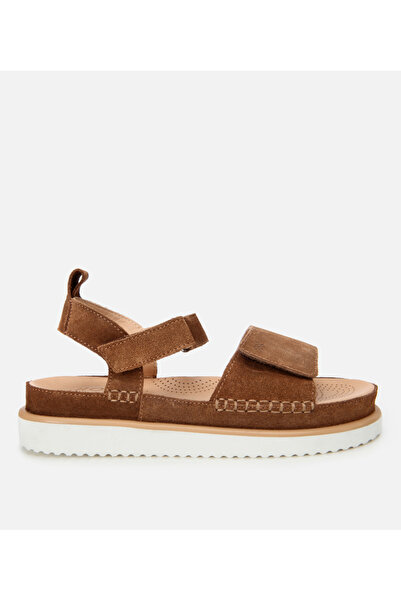 Hotiç Kadın Süet Deri Taba Ayarlanabilir Düz Sandalet