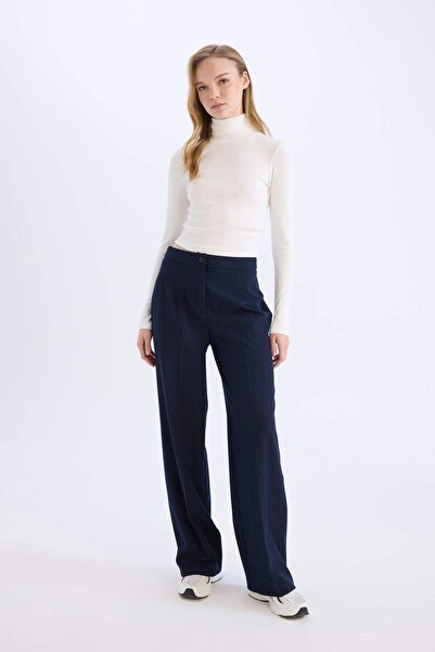 DeFacto Standart Boy Kumaş Palazzo Pantolon Wide Leg Geniş Bol Paça Basic Düz Yüksek Bel C6402AX25SP