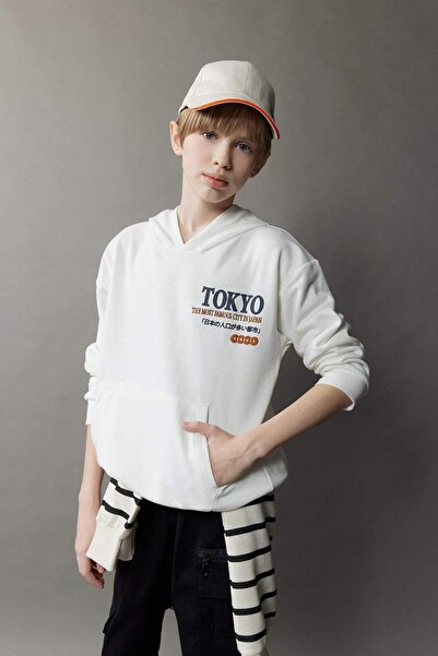 DeFacto Світшот для хлопчиків з капюшоном з принтом D8495A825SP