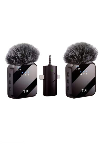 LEVONG F11-2 ÇİFTLİ PROFESYONEL YAKA MİKROFONU TYPEC LIGHTNING AUX UYUMLU