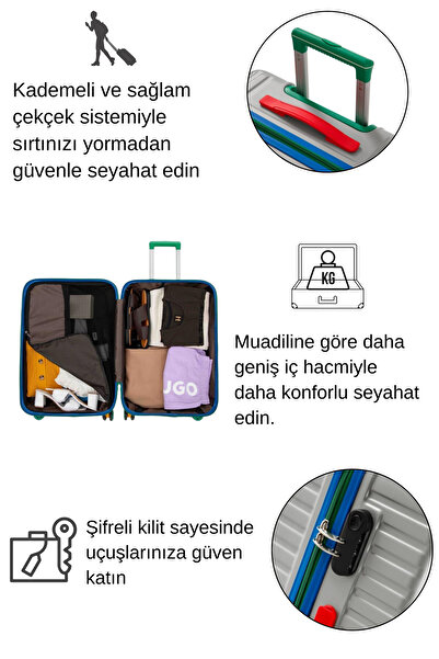 louisiana polo Kabin Boy %100 Polikarbon Valiz 4x2 Teker Gri 1088