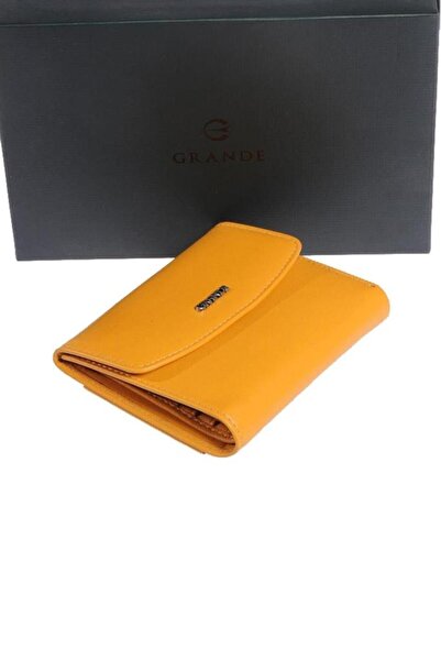 Grande Шкіряний жіночий гаманець жовтий 2614