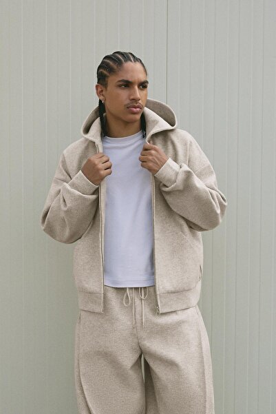 Bershka Fermuarlı kumaş sweatshirt