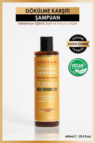 PANORAMA PROFESSIONAL Biotin&caffein&zinc Dökülme Karşıtı Hızlı Uzamaya Yardımcı Şampuan 400 ml Sülfatsız Vegan