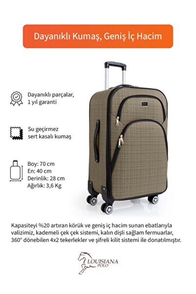 louisiana polo 4 Teker Kumaş Valiz Bej 1081