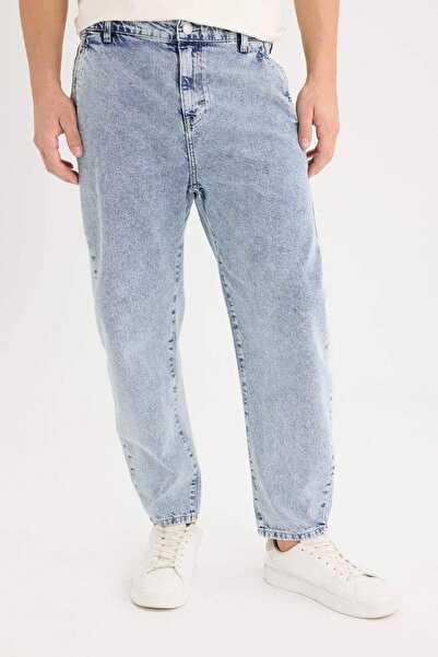 DeFacto %100 Pamuk Relaxed Slouchy Fit Rahat Kesim Geniş Paça Jean Yıkamalı Pantolon E4733AX25SP