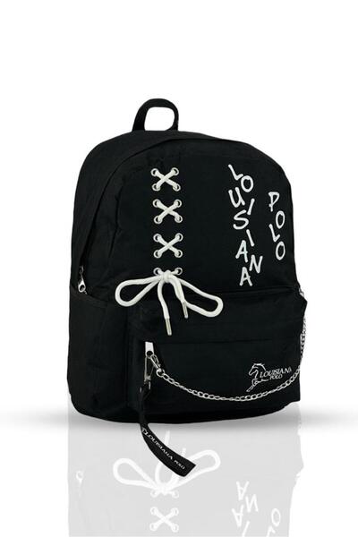 louisiana polo Black and White School Bag with Laptop Compartment - 1141