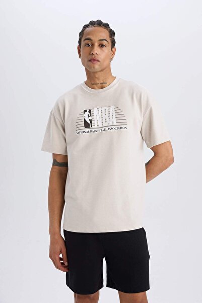 DeFacto DeFactoFit NBA Wordmark Oversize Φαρδιά Μπλουζάκι με κοντό μανίκι με λαιμόκοψη D6121AX25SP