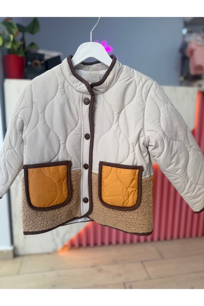 Verscon Boy's Windproof and Rainproof Two-Color Buttoned Coat with Pockets