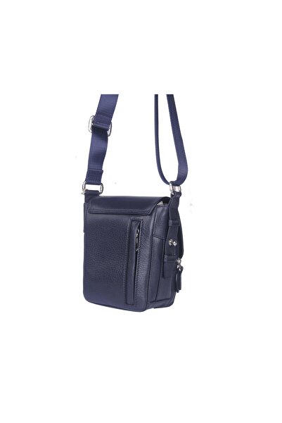 Grande Чоловіча сумка з натуральної шкіри з поперечними ременями, синя 4273