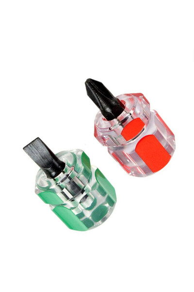 Choice طقم مفك براغي ماكينة الخياطة باللونين الأخضر والأحمر، مفك براغي صغير قصير محمول بإبرة برأس فجل