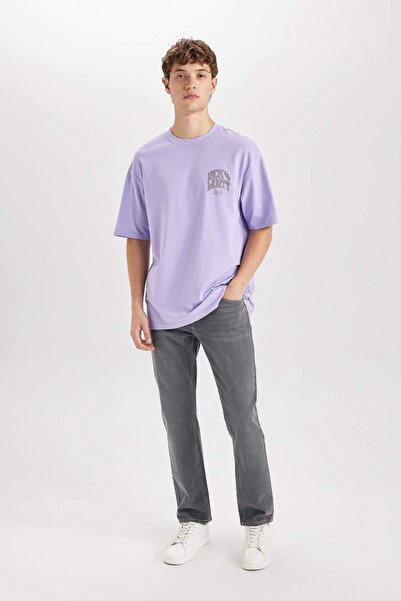 DeFacto 100 % Baumwolle Rick and Morty Boxy Fit Rundhalsausschnitt auf der Rückseite bedrucktes Kurzarm-T-Shirt D5465AX25SP