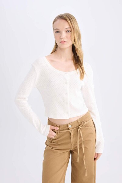 DeFacto Coool Fitted Düğmeli Fitilli Kaşkorse Hırka E0854AX24WN