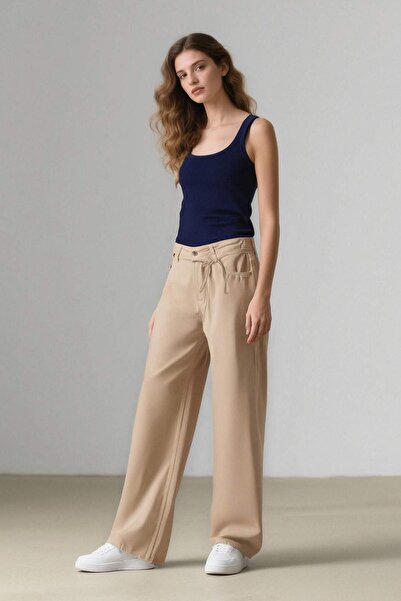 DeFacto Coool Gabardin Palazzo Pantolon Wide Leg Yüksek Bel Geniş Bol Paça E1794AX25SP