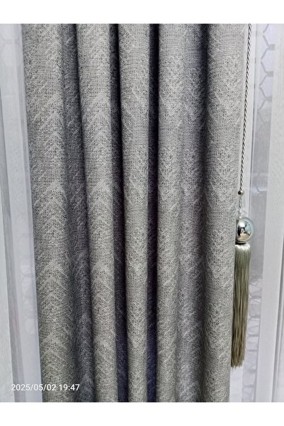 Store Brillanthome Trend Keten Fon Perde Kendinden Desenli