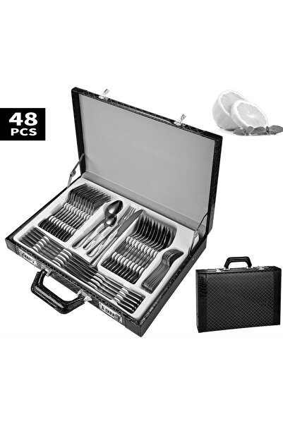 Trendy's Stainless steel cutlery set, 48 pieces with diplomat, TRENDY'S, chrome