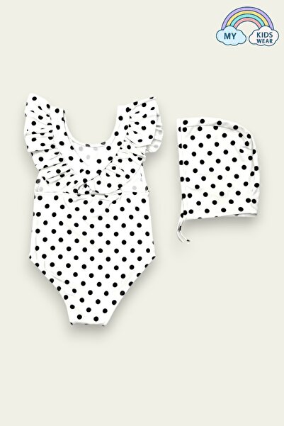 My Kids Wear Back Cross Ruffle Detailed Boned Girl's Swimsuit