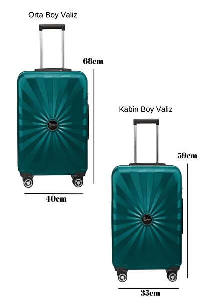 louisiana polo 2'li Valiz Seti Polikarbon Orta Boy - Kabin Boy Valiz Petrol 1809