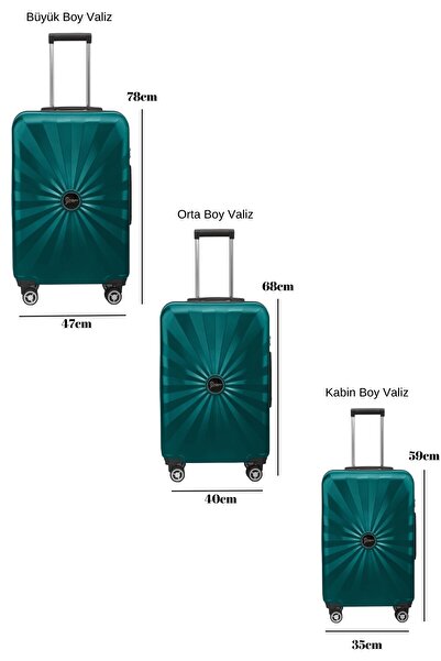 louisiana polo 3'lü Valiz Seti Polikarbon Valiz 4x2 Teker Petrol 1809