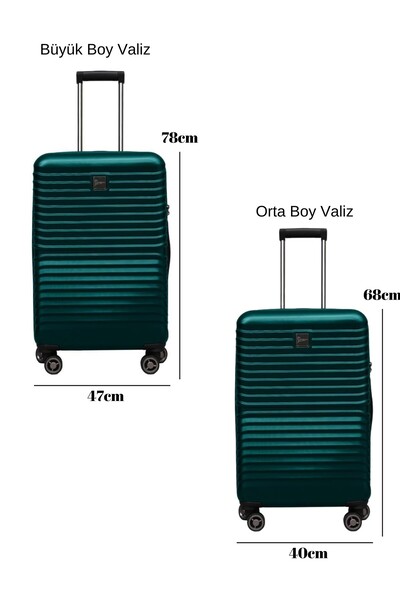 louisiana polo 2'li Valiz Seti Polikarbon Büyük Boy – Orta Boy Valiz Petrol 1811