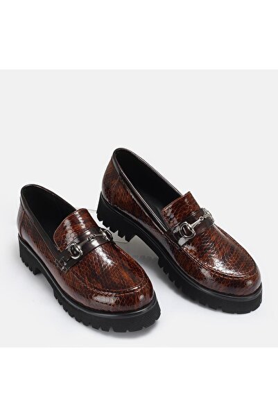 37Numara BÜYÜK NUMARA KADIN LOAFER AYAKKABI HAKİKİ DERİ KAHVERENGİ PETEK