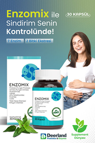 anti Enzomix 30 Kapsül (7 Enzim, 2 Bitki Ekstresi)