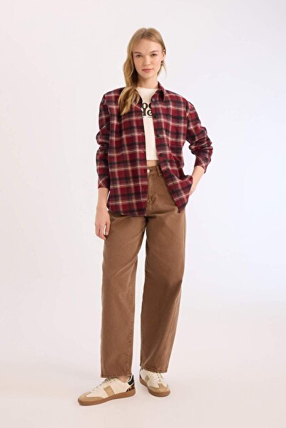 DeFacto Dřevorubářská bunda s dlouhým rukávem – flanel, Wide Fit D5309Ax24Au