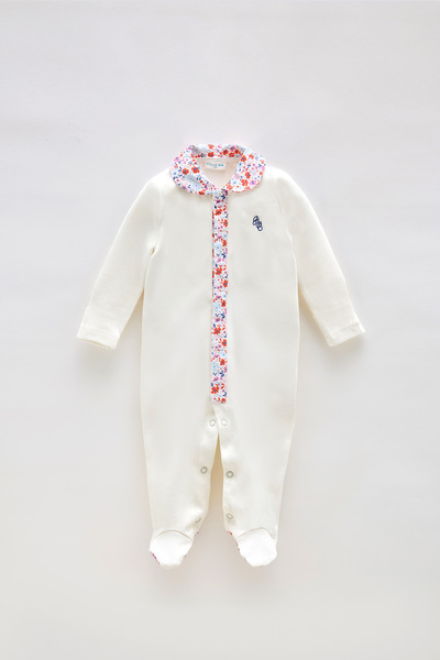 Atelier Babbi 100% Cotton Baby Romper - Tiny Flowers / Red