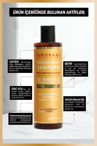 PANORAMA PROFESSIONAL Biotin&caffein&zinc Dökülme Karşıtı Hızlı Uzamaya Yardımcı Şampuan 400 ml Sülfatsız Vegan