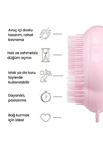 Tangle Teezer Pet Teezer Cat Grooming Brush Millennial Pink Cat Grooming Brush