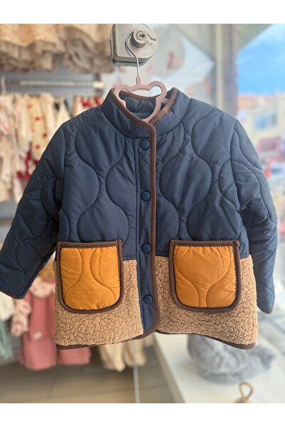 Verscon Boy's Windproof and Rainproof Two-Color Buttoned Coat with Pockets