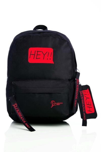 louisiana polo Laptop Bölmeli Okul Çantası Hey!!! Siyah Kırmızı 1525