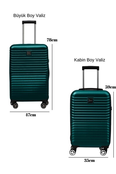 louisiana polo 2'li Valiz Seti Polikarbon Büyük Boy – Kabin Boy Valiz Petrol 1811
