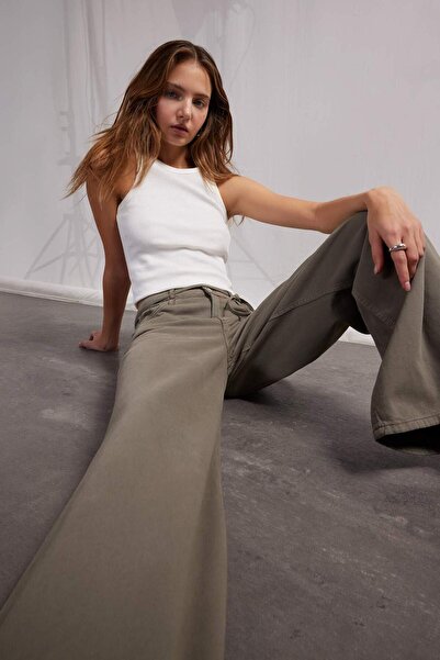 DeFacto Coool Wide Leg Gabardin Pantolon Yüksek Bel Geniş Bol Paça E1794ax